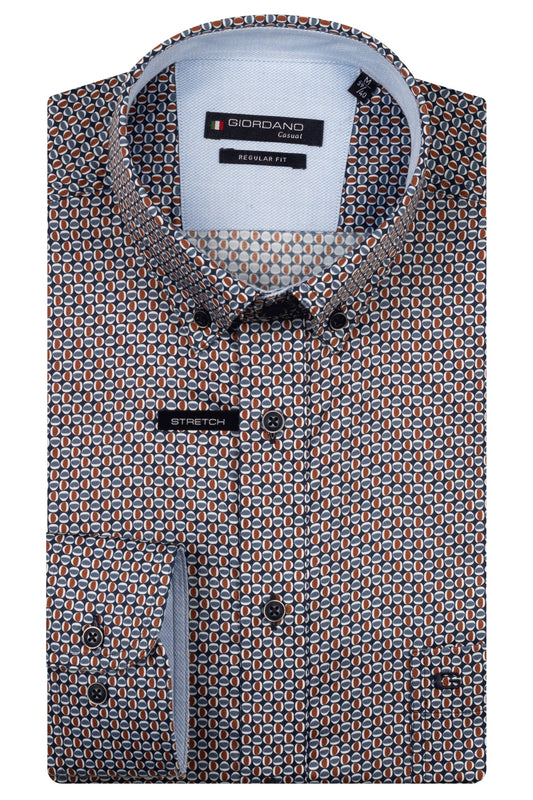 Giordano Shirt - Ivy - Geometric Print - Navy
