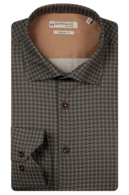 Giordano Modern Fit Shirt - Maggiore - Chocolate Brown Circles
