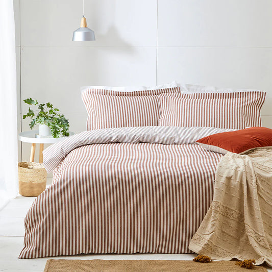 Hebden Duvet Cover Set - Melange Stripe - Pecan