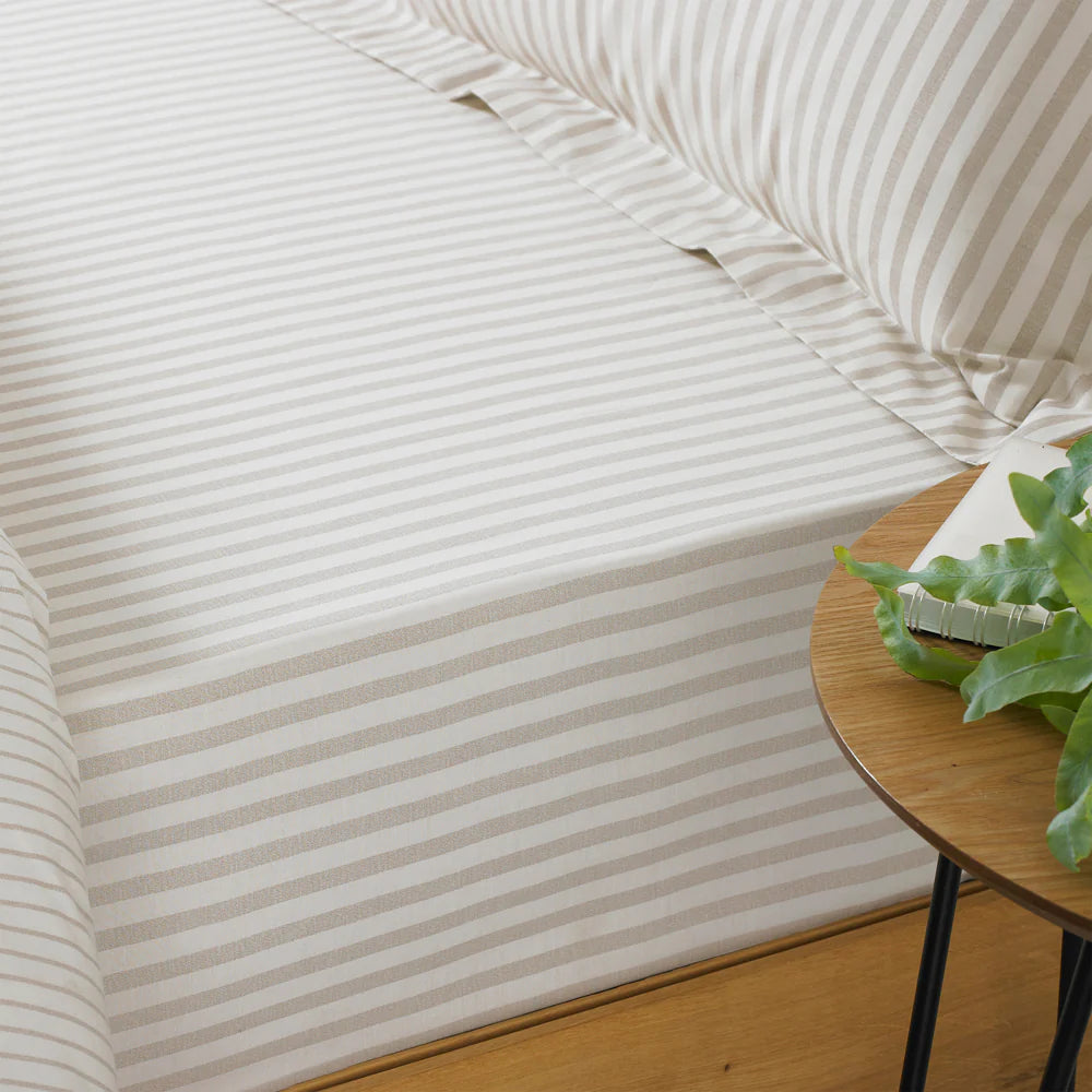Hebden Striped Fitted Bed Sheet - Natural