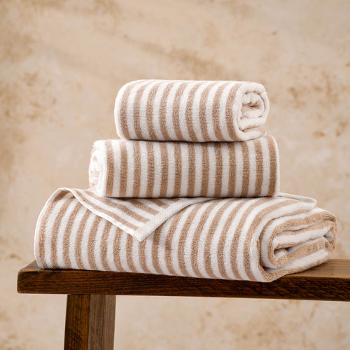 Hebden Striped Cotton Bath Towel - Natural