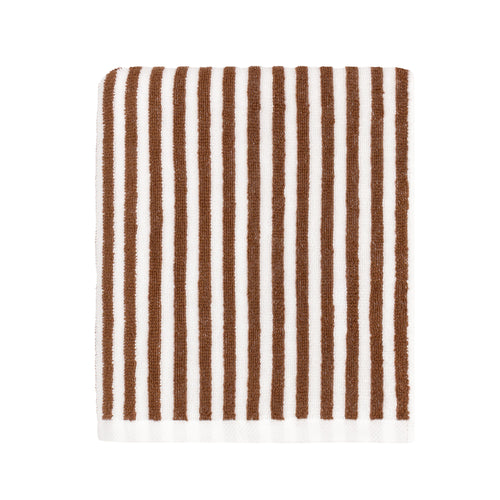 Hebden Striped Cotton Hand Towel - Pecan