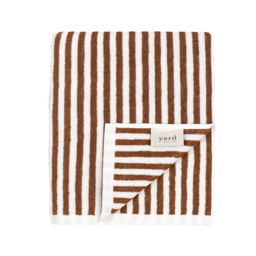 Hebden Striped Cotton Hand Towel - Pecan
