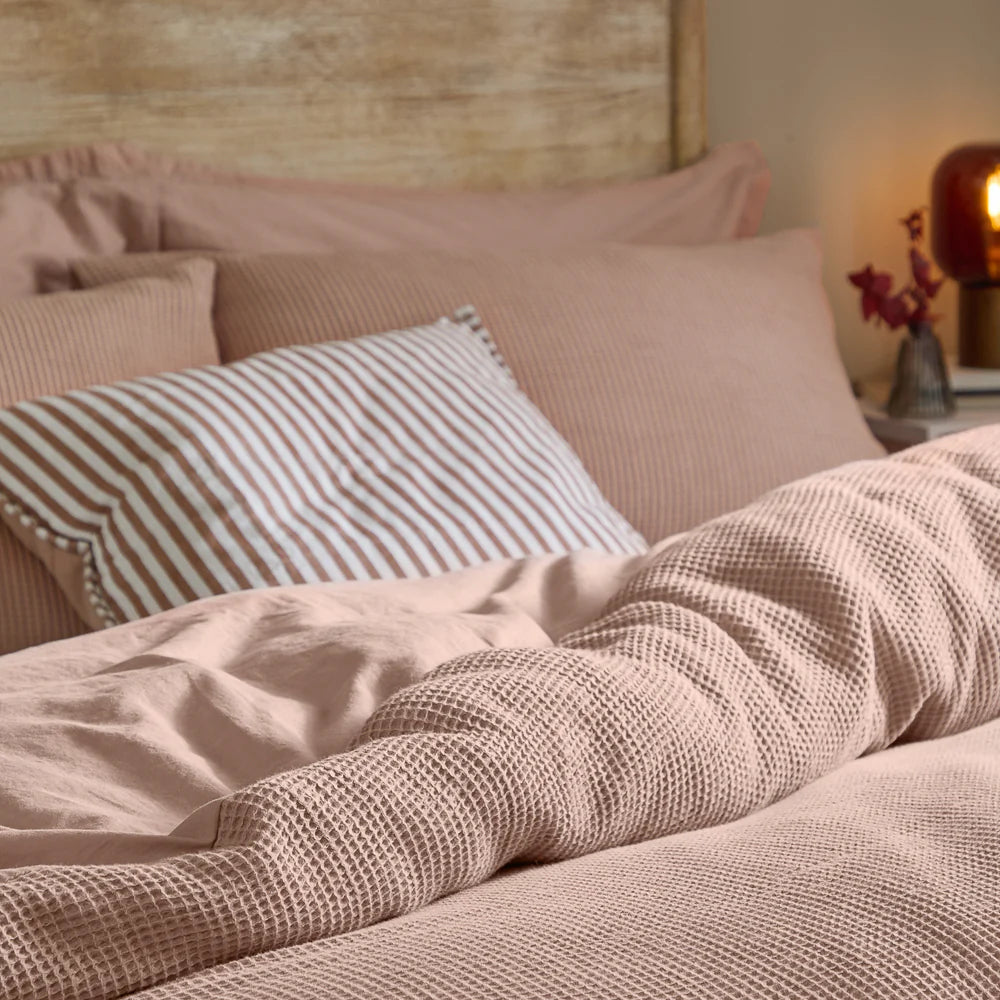 Hebden Relaxed Waffle Duvet Cover Set - Cotta