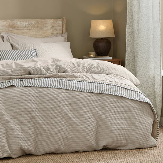 Hebden Relaxed Waffle Duvet Cover Set - Stone
