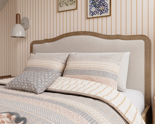 Harvest Moon Folk Stripe Duvet Cover Set - Graphite/Copper