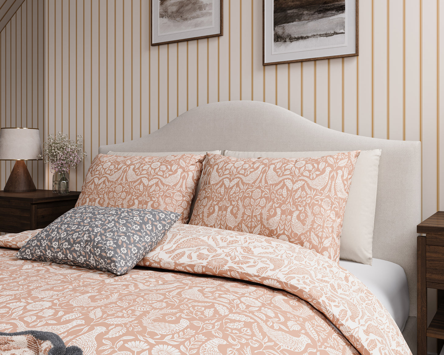 Harvest Moon Pheasants Duvet Cover Set - Copper