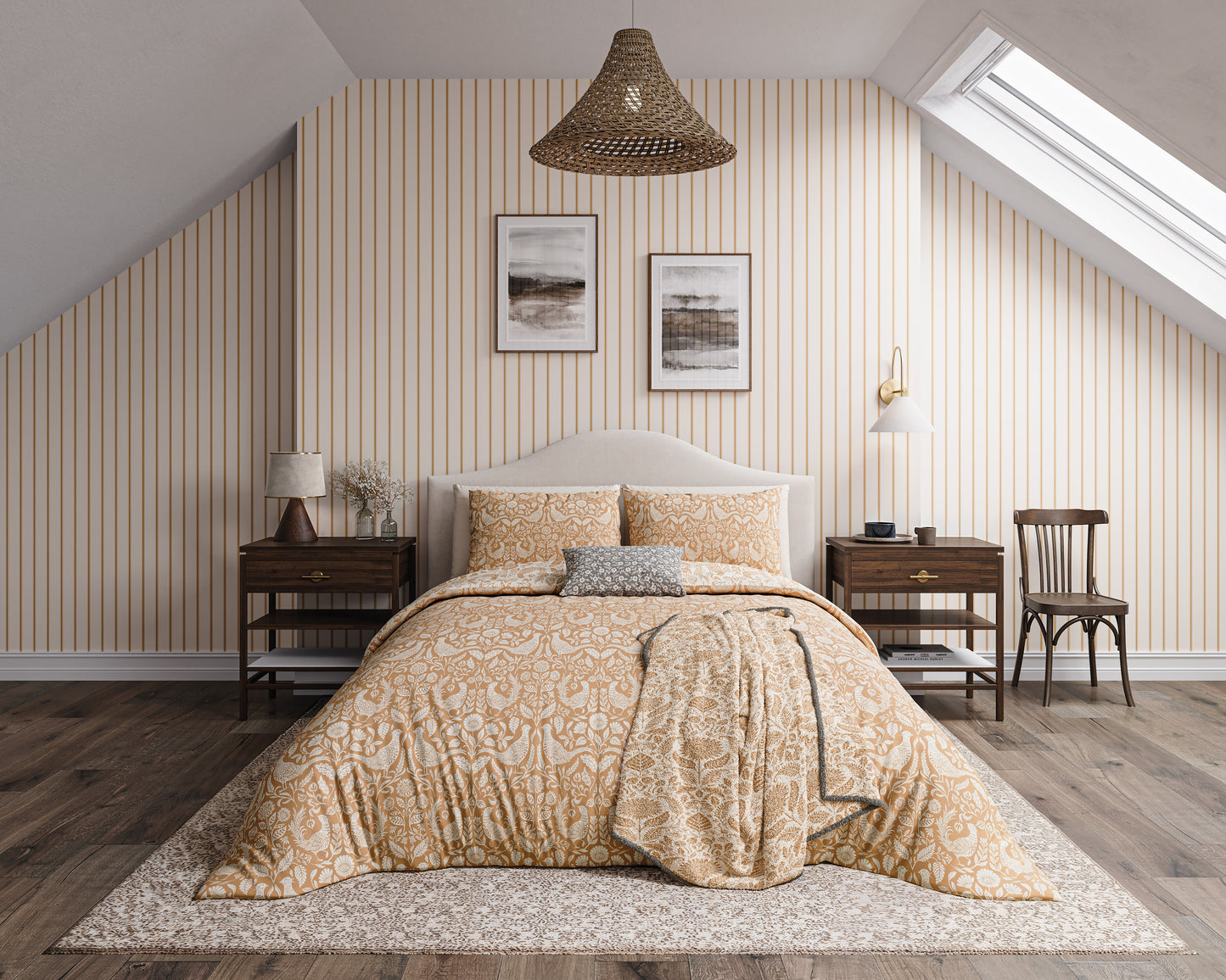 Harvest Moon Pheasants Duvet Cover Set - Copper