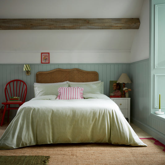 Secret Garden Gingham Duvet Cover Set - Green