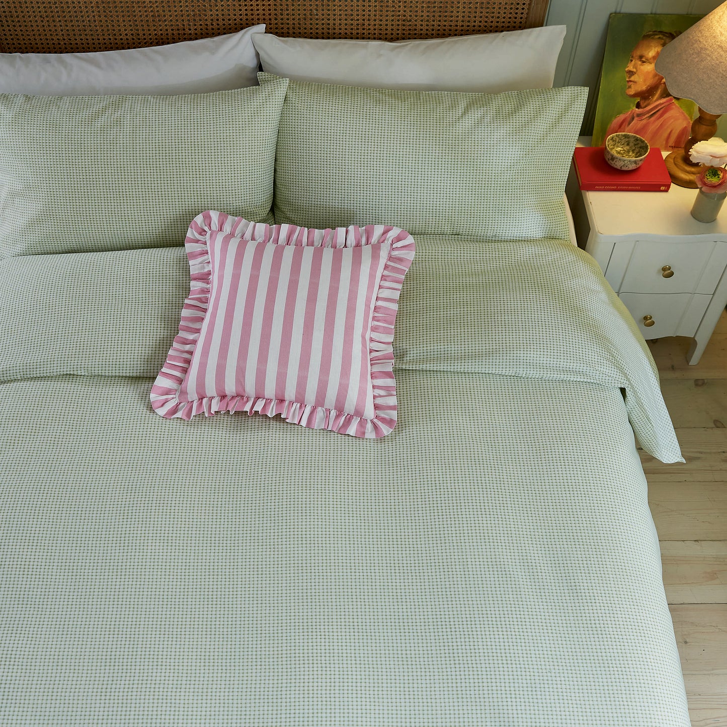 Secret Garden Gingham Duvet Cover Set - Green