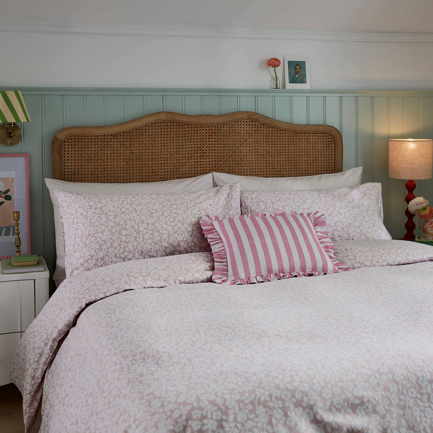 Secret Garden Rosebud Brushed Cotton Duvet Cover Set - Pink
