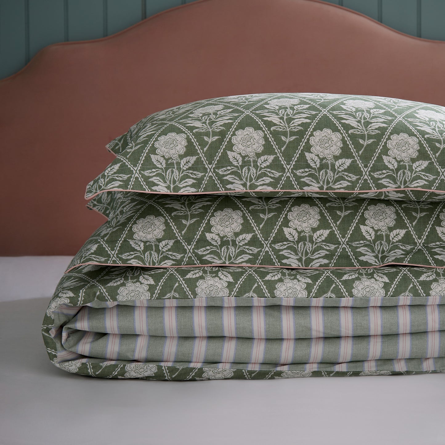 Juliette Duvet Cover Set - Stamp Green