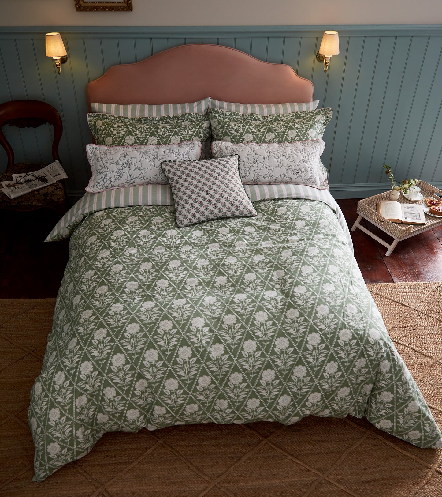 Juliette Duvet Cover Set - Stamp Green