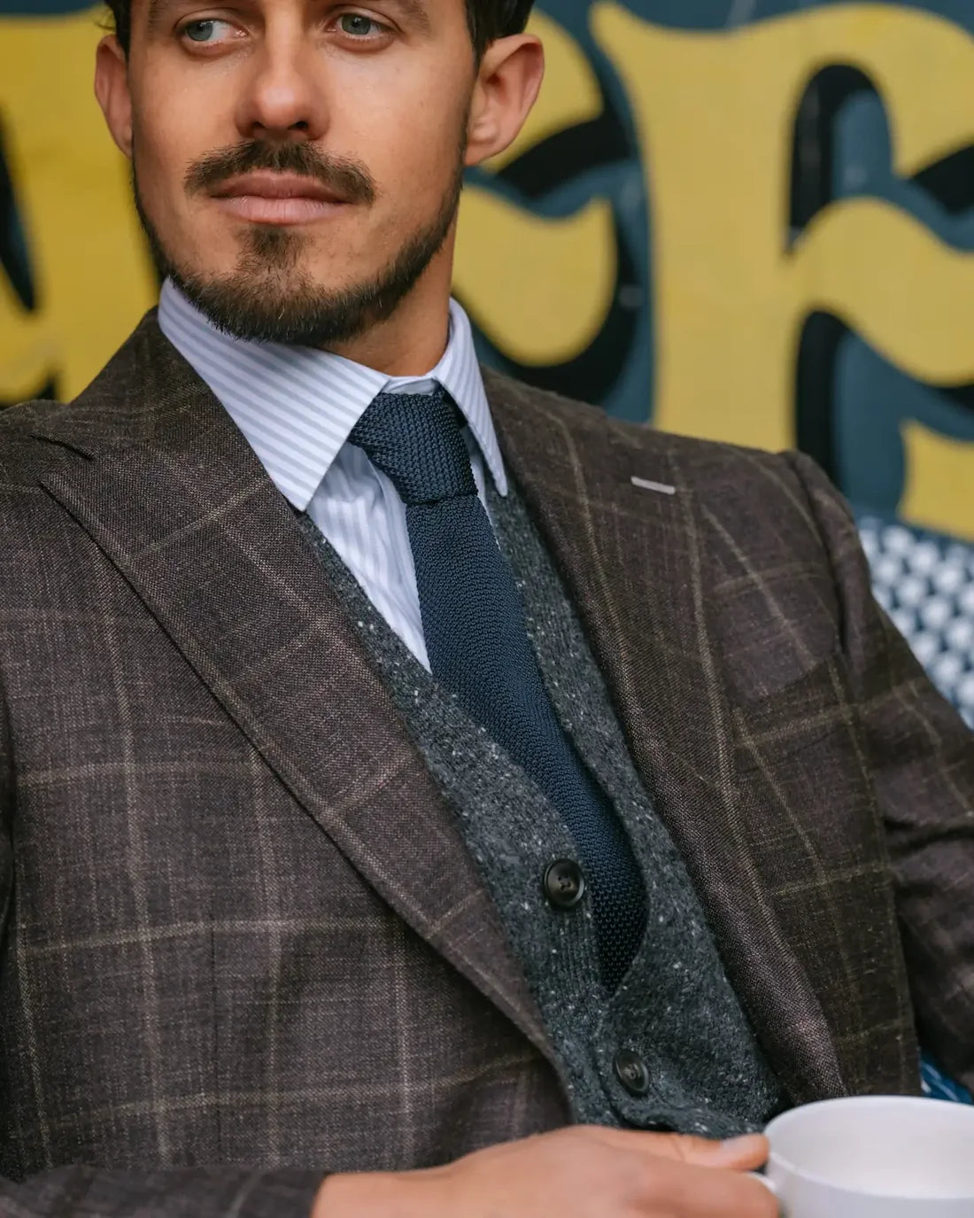 Spirit Knitted Stripe Tie - Polyester (Navy)