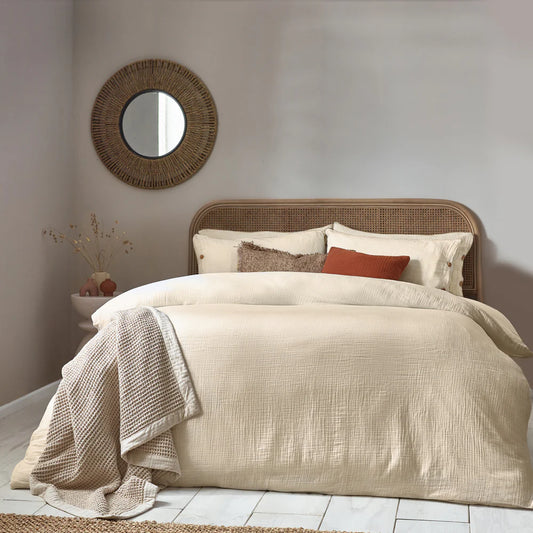 Lark Cotton Muslin Duvet Cover Set - Natural
