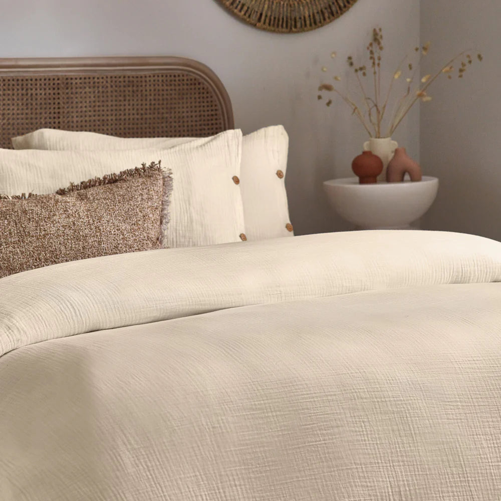 Lark Cotton Muslin Duvet Cover Set - Natural