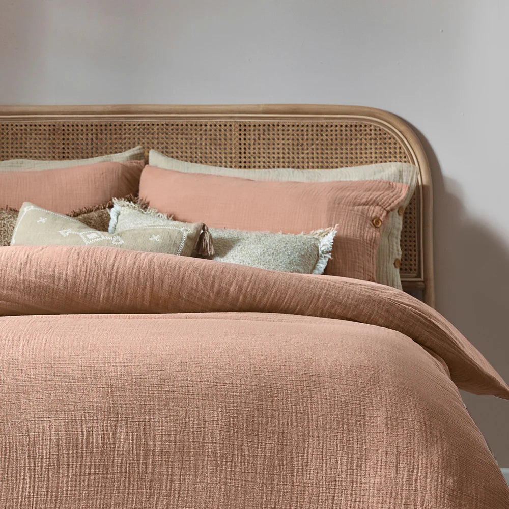 Lark Cotton Muslin Duvet Cover Set - Pink Clay