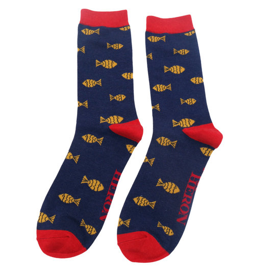 Mr Heron Little Fish Socks - Navy