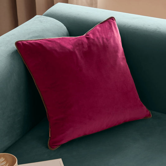 Meridian Velvet Cushion Cover - Cranberry/Mocha