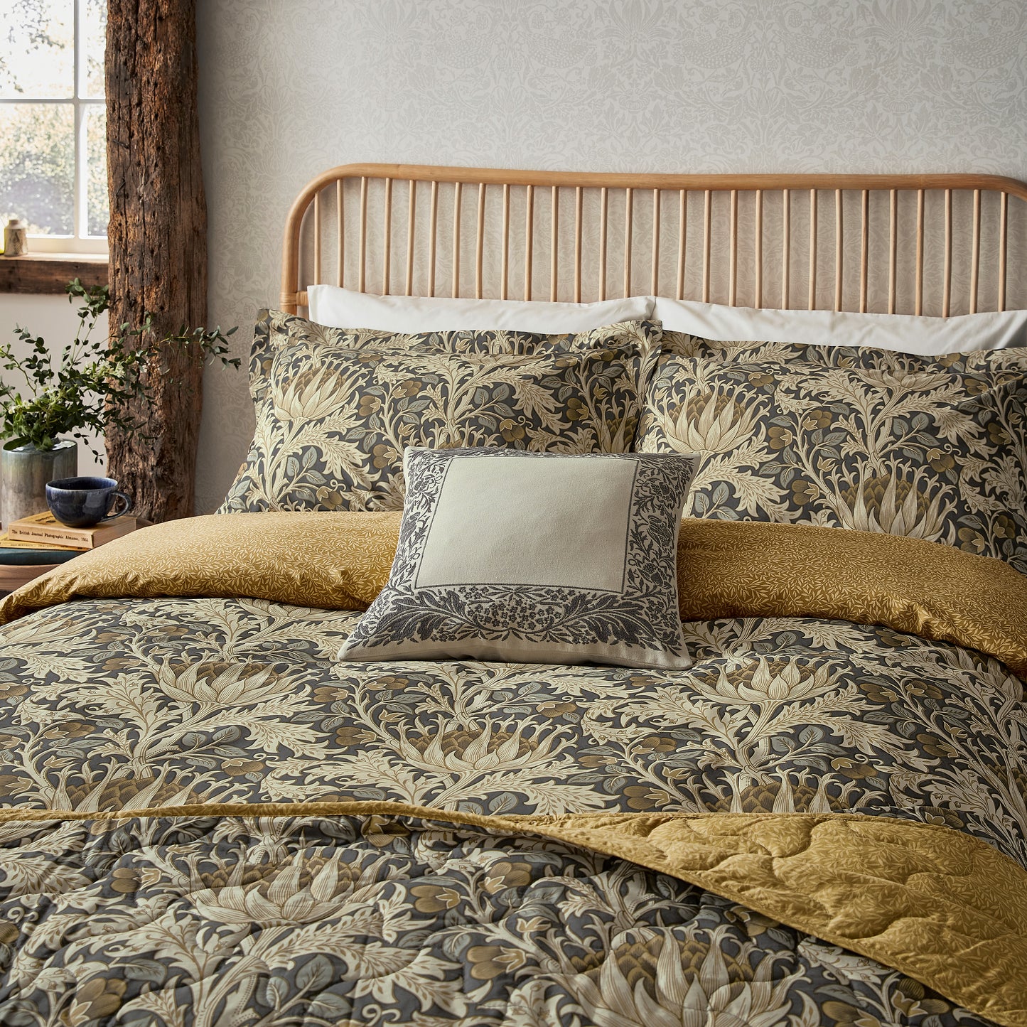 Morris & Co - Artichoke Duvet Cover Set - Charcoal and Mustard