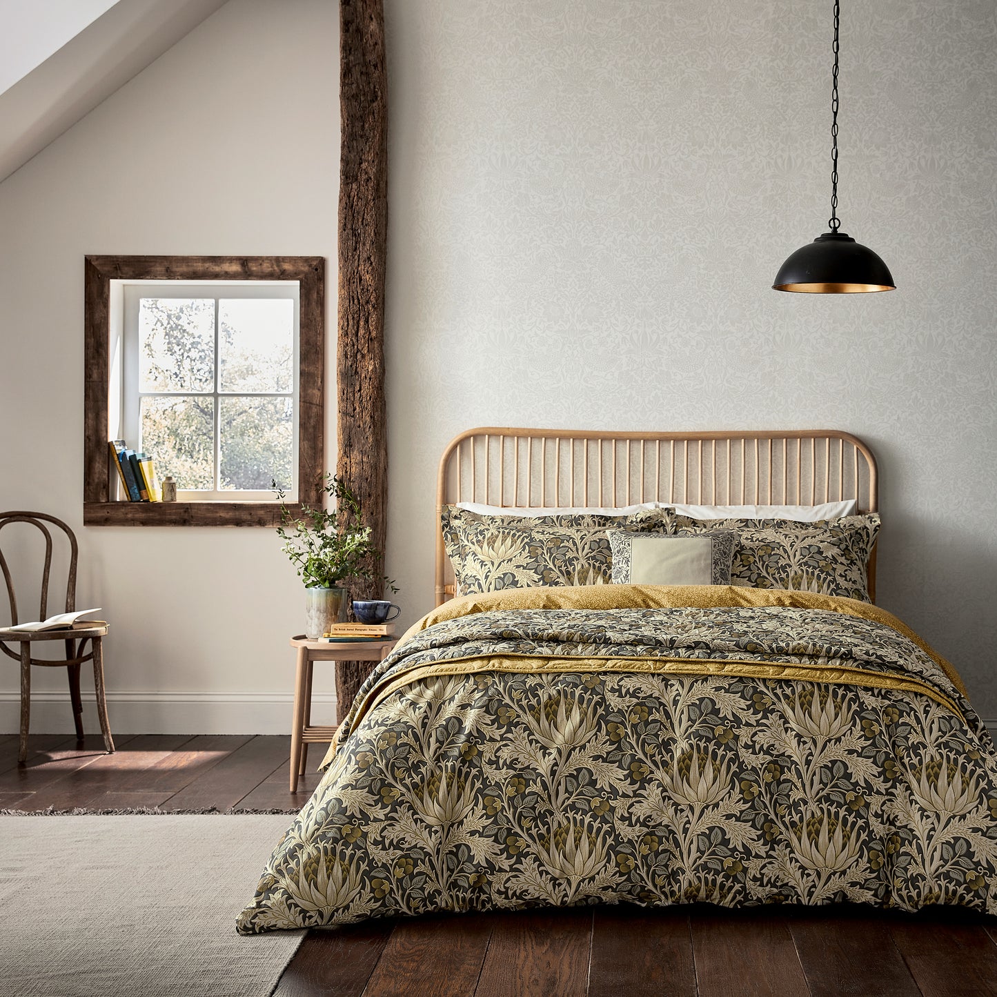 Morris & Co - Artichoke Duvet Cover Set - Charcoal and Mustard