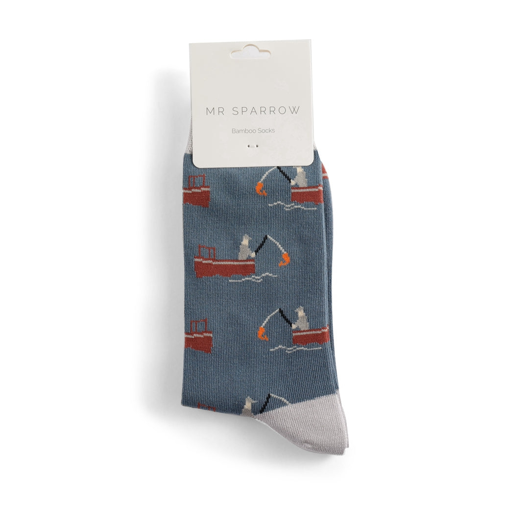 Mr Sparrow Gone Fishing Socks - Denim