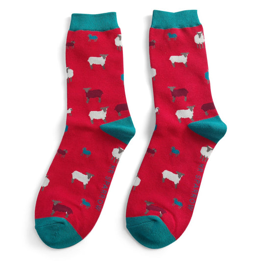 Mr Sparrow Sheep Family Socks - Red