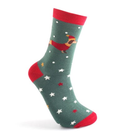 Mr Sparrow Festive Sausage Dogs Socks - Dark Green