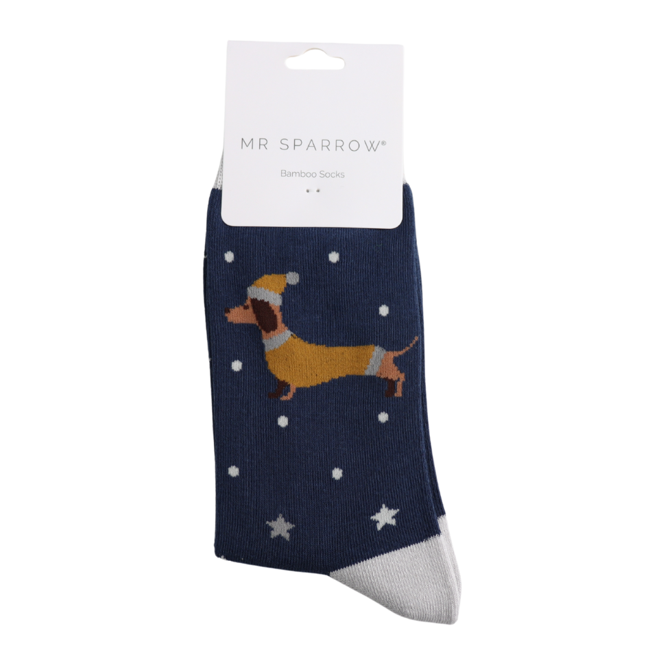 Mr Sparrow Festive Sausage Dogs Socks - Navy
