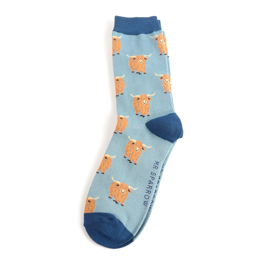 Mr Sparrow Highland Herd Socks - Blue