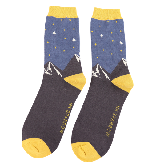 Mr Sparrow Mountain Scene Socks - Navy