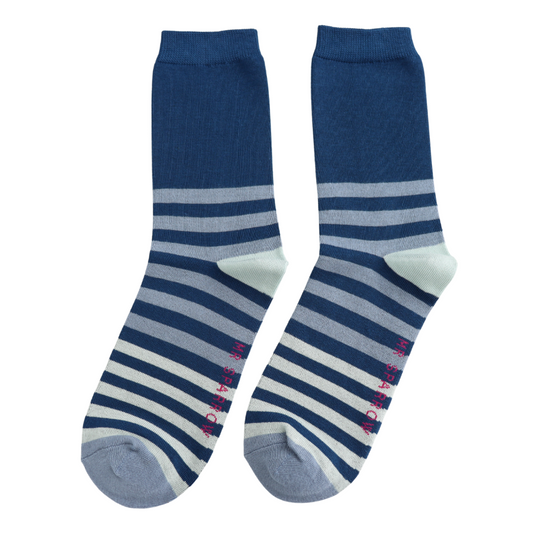 Mr Sparrow Tonal Stripes Socks - Blue