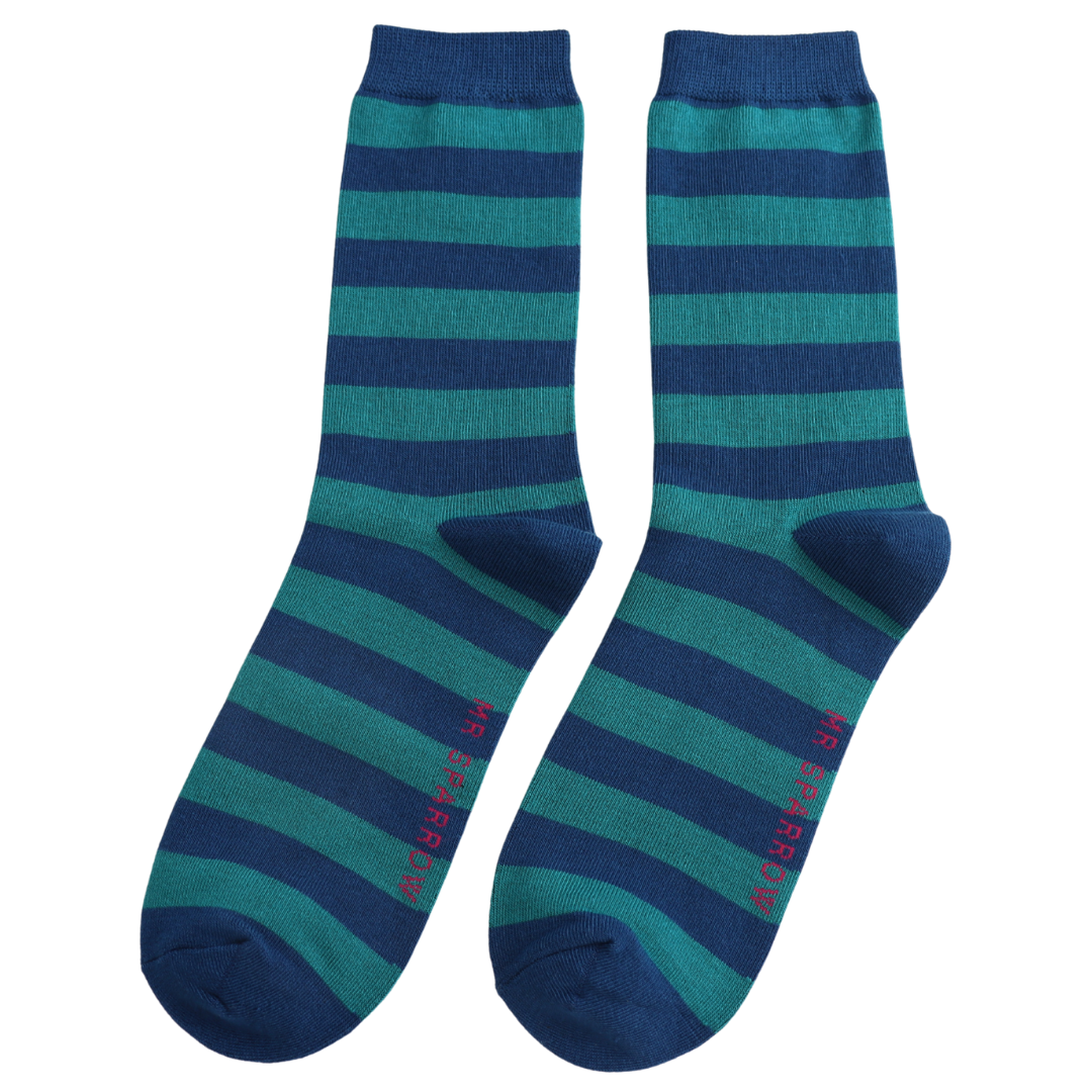 Mr Sparrow Simple Stripes Socks - Teal