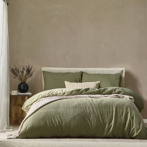 Malton Duvet Cover Set - Stripe - Forest Green