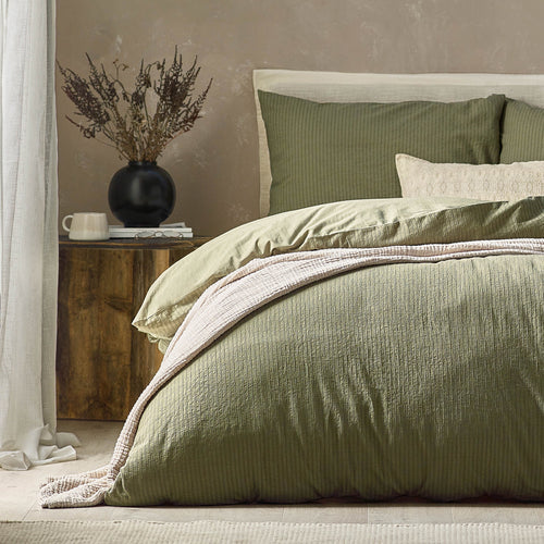 Malton Duvet Cover Set - Stripe - Forest Green