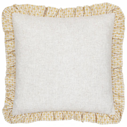 Panni Block Textured Ruffle Cushion - Linen/Ochre