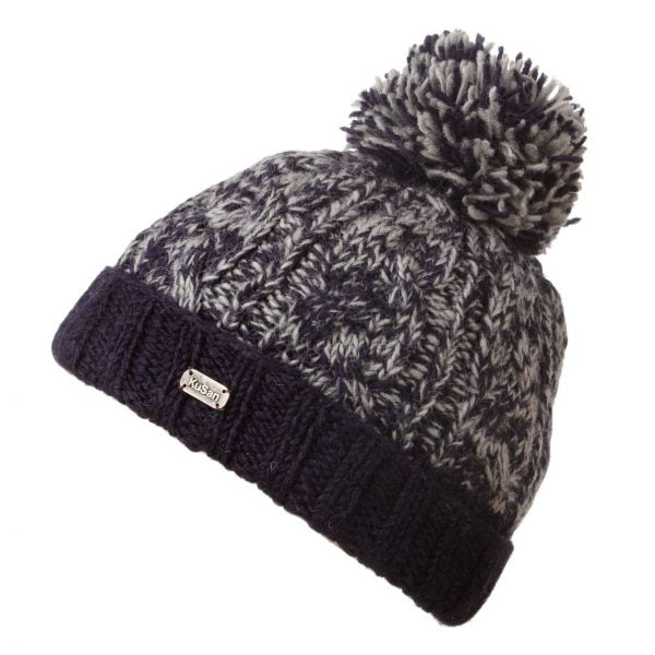 Kusan Cable Bobble Hat - Navy