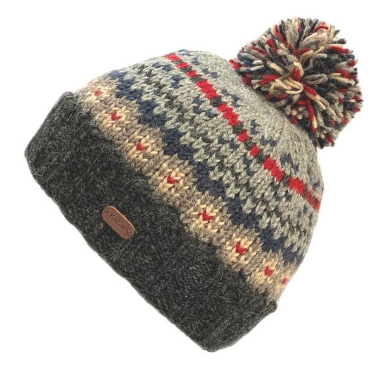 Kusan Bobble Hat - Charcoal/red