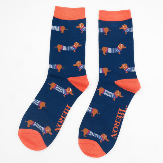 Mr Heron Parisian Pups Socks - Navy