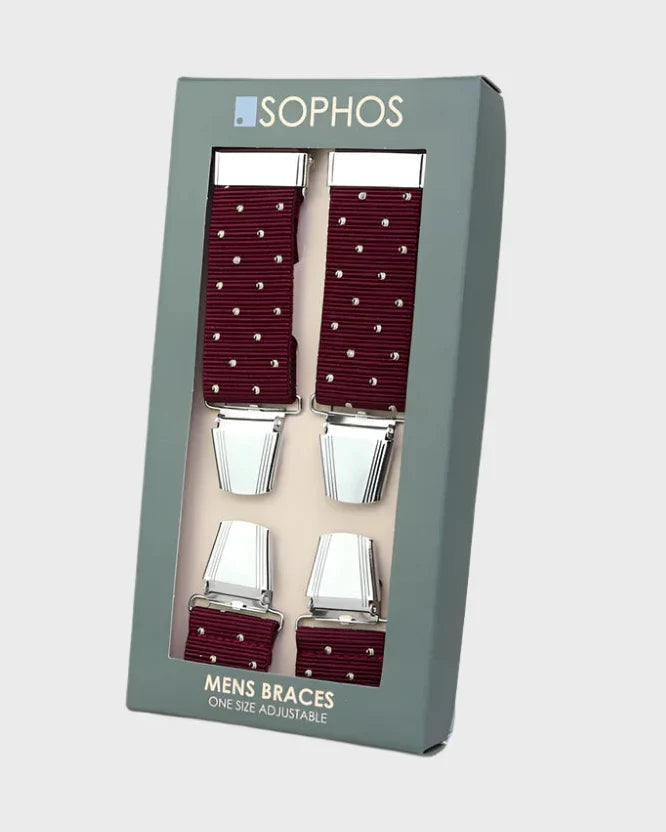 Sophos Braces 35mm Polka Dot - Burgundy