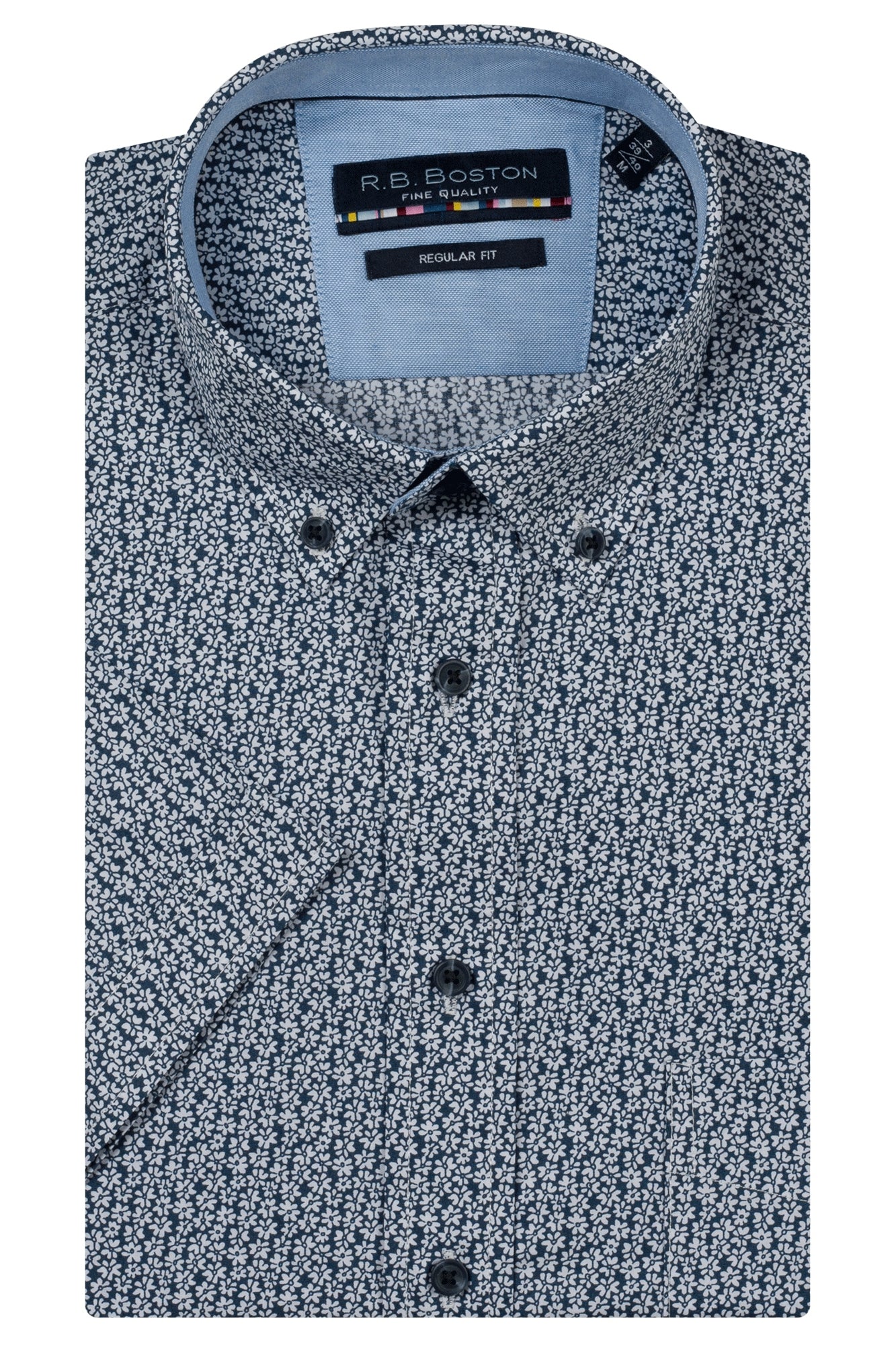 RB Boston Short Sleeve Shirt - Marshall - Navy Daisy Print