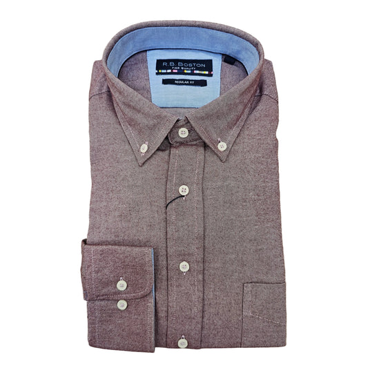 RB Boston Shirt - Franklin - Red Brushed Twill