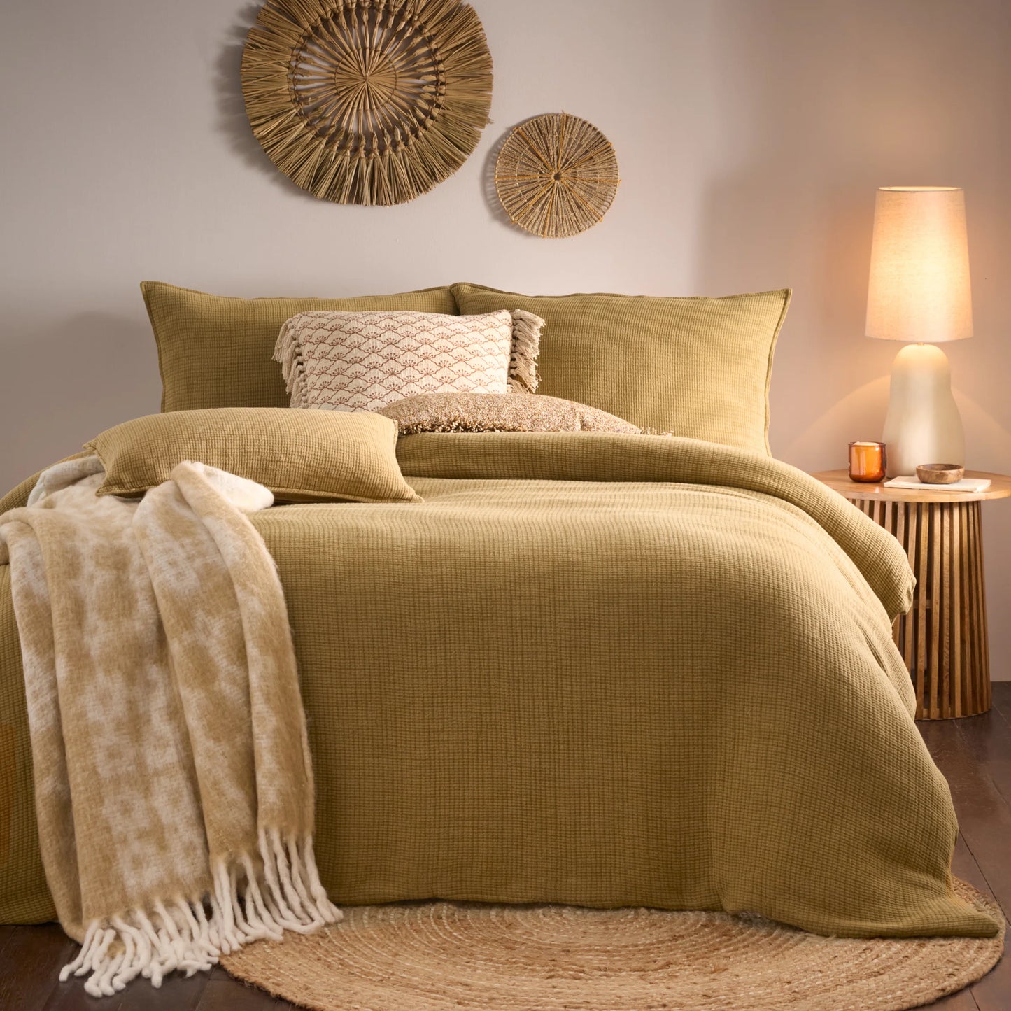 Ribble Acid Washed Duvet Cover Set - Honey