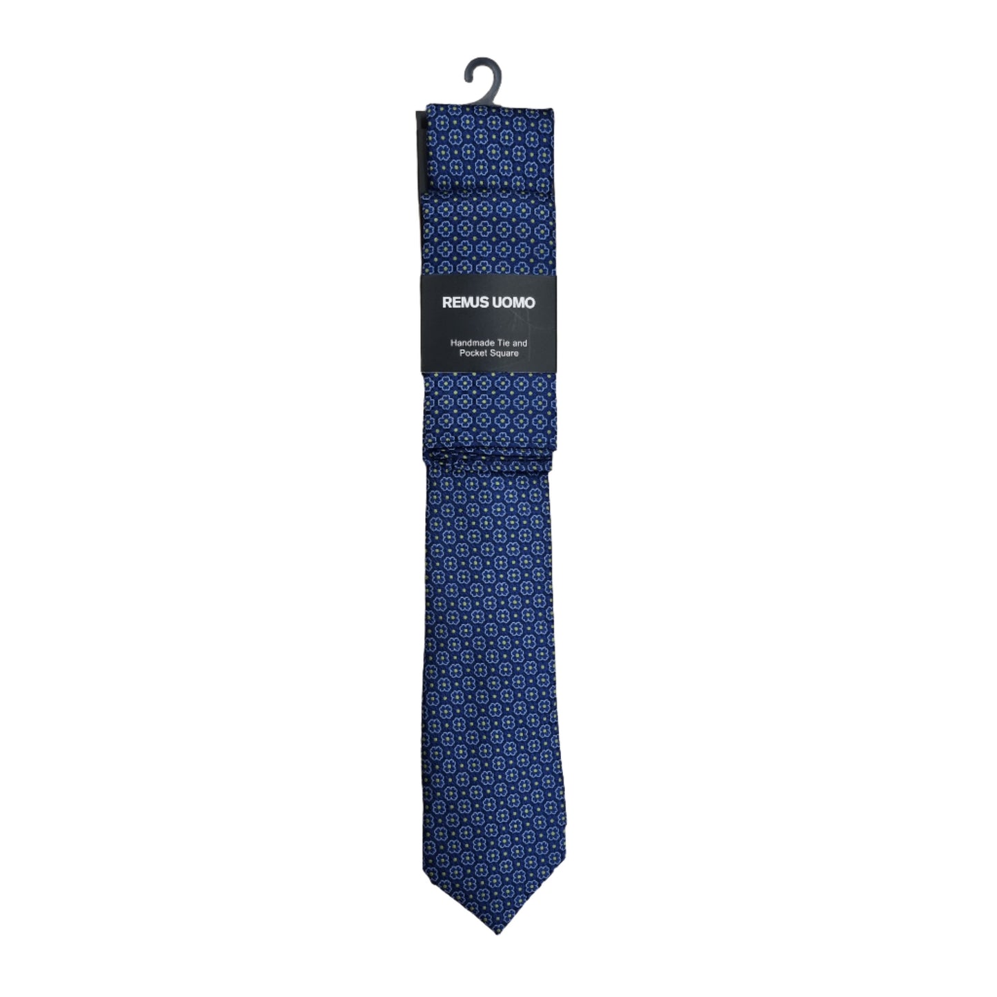 Remus Uomo Handmade Tie & Pocket Square - Dark Blue