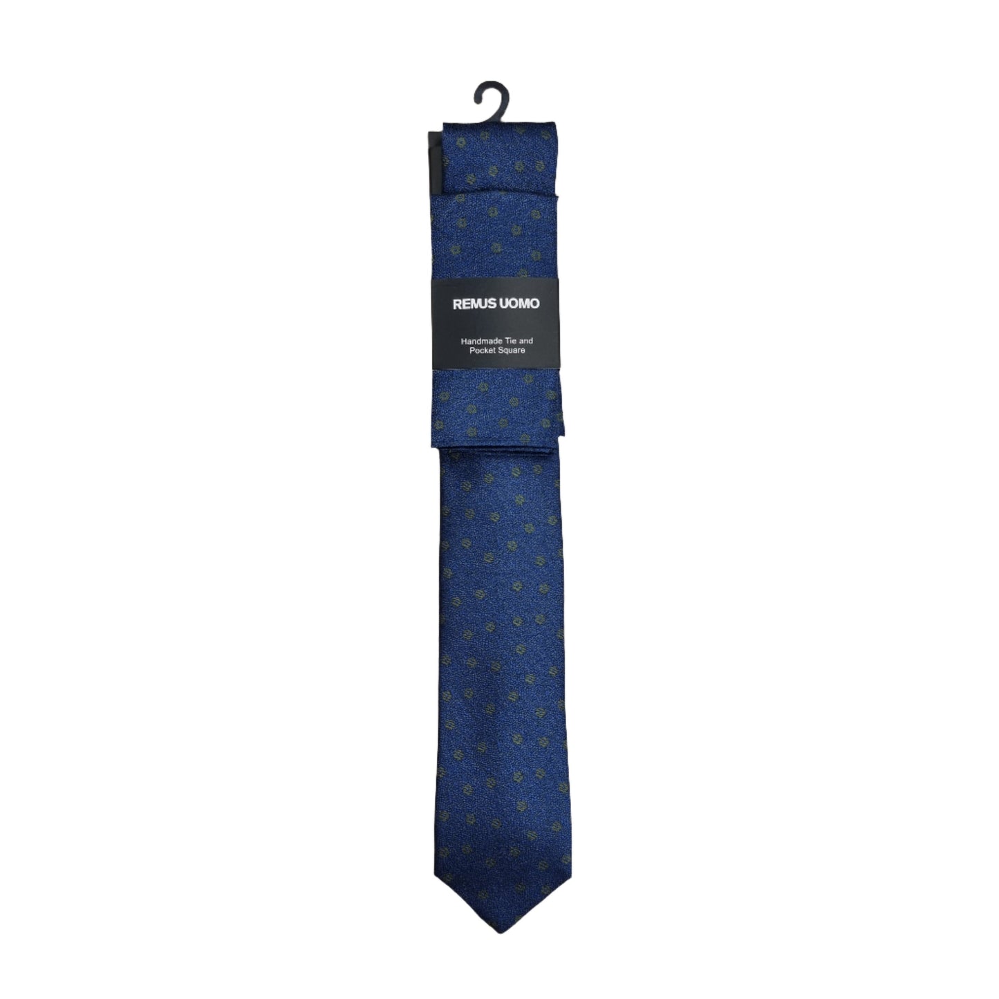 Remus Uomo Handmade Tie & Pocket Square - Dark Blue