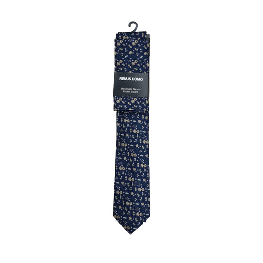 Remus Uomo Handmade Tie & Pocket Square - Navy