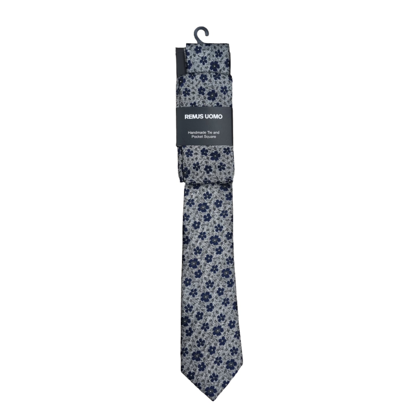 Remus Uomo Handmade Tie & Pocket Square - Blue