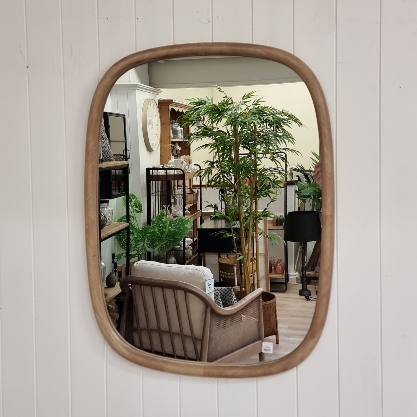 Round Rectangular Wood Mirror
