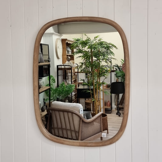Round Rectangular Wood Mirror