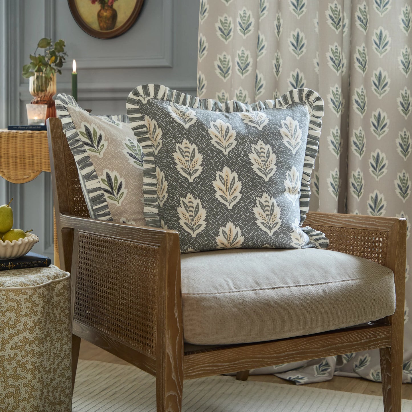 Sessile Leaf Ruffle Cushion Cover - Delph Blue (50 x 50cm)